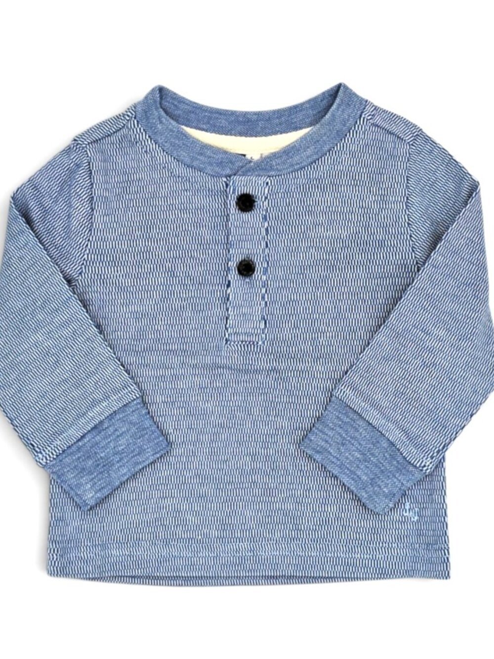 Janie and Jack Boys Henley Tee Blue Jacquard 6-12 Months NWT